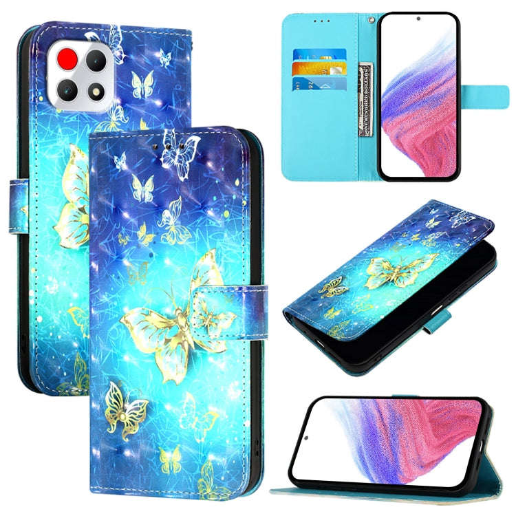 For T-Mobile REVVL 7 3D Painting Horizontal Flip Leather Phone Case(Golden Butterfly)