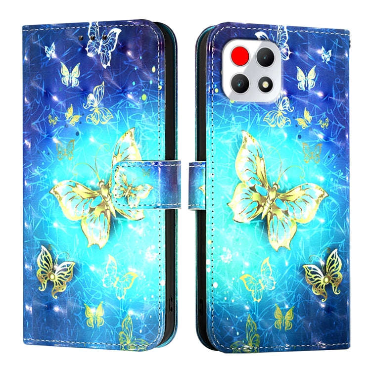 For T-Mobile REVVL 7 3D Painting Horizontal Flip Leather Phone Case(Golden Butterfly)
