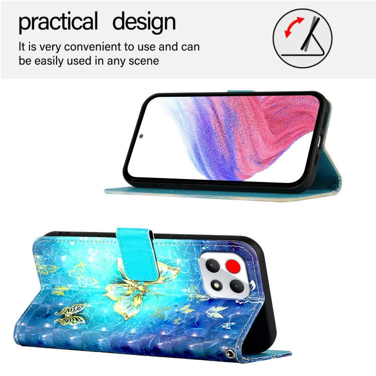 For T-Mobile REVVL 7 3D Painting Horizontal Flip Leather Phone Case(Golden Butterfly)