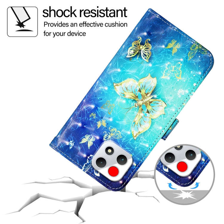 For T-Mobile REVVL 7 3D Painting Horizontal Flip Leather Phone Case(Golden Butterfly)