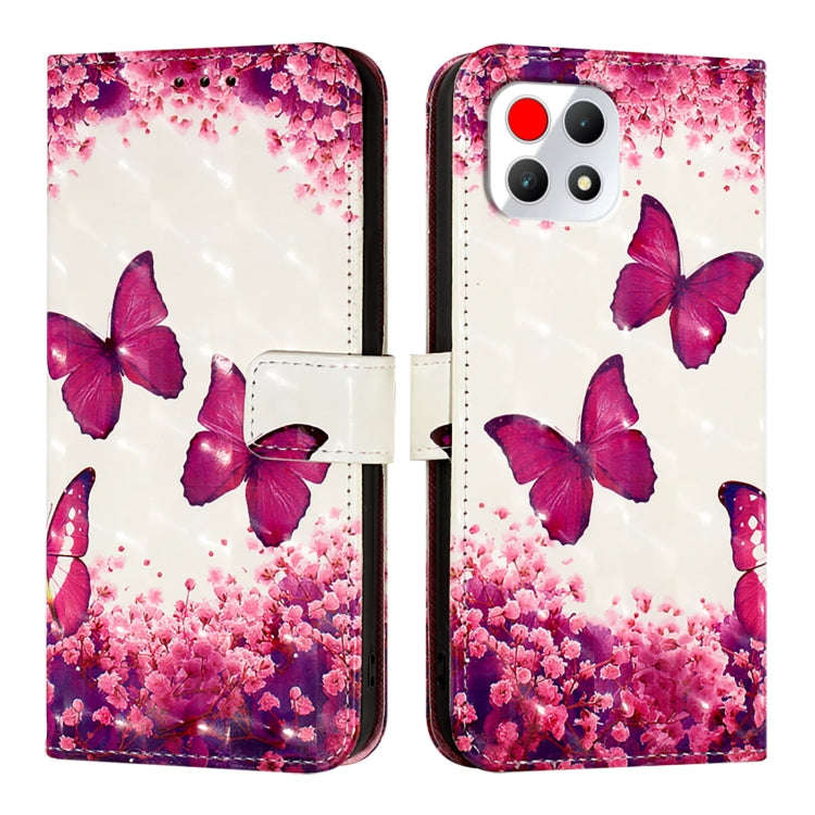 For T-Mobile REVVL 7 3D Painting Horizontal Flip Leather Phone Case(Rose Butterfly)