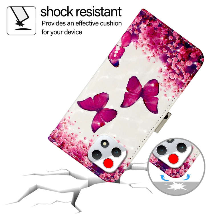 For T-Mobile REVVL 7 3D Painting Horizontal Flip Leather Phone Case(Rose Butterfly)