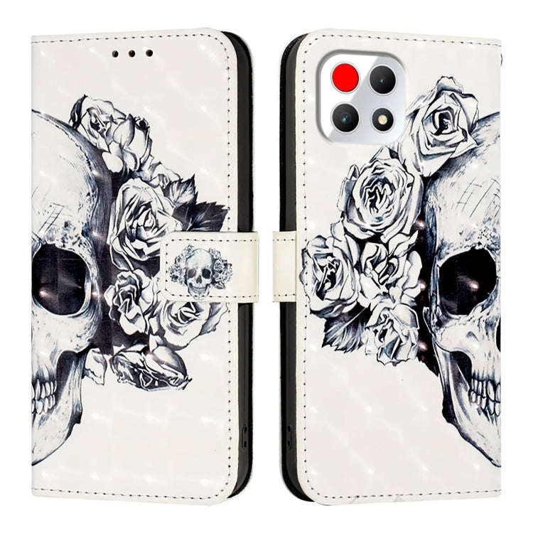 For T-Mobile REVVL 7 3D Painting Horizontal Flip Leather Phone Case(Skull)