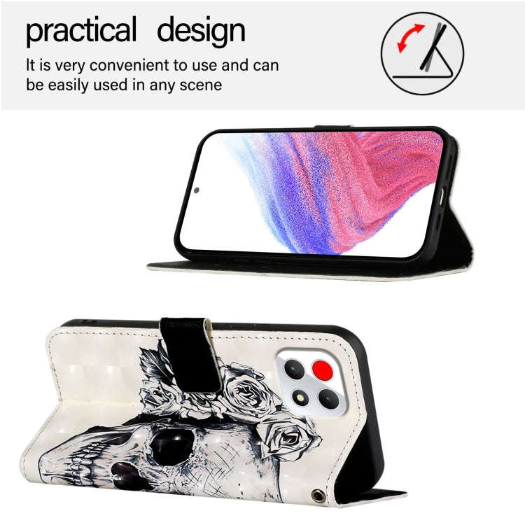 For T-Mobile REVVL 7 3D Painting Horizontal Flip Leather Phone Case(Skull)