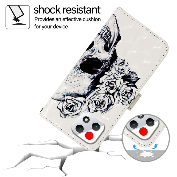 For T-Mobile REVVL 7 3D Painting Horizontal Flip Leather Phone Case(Skull)