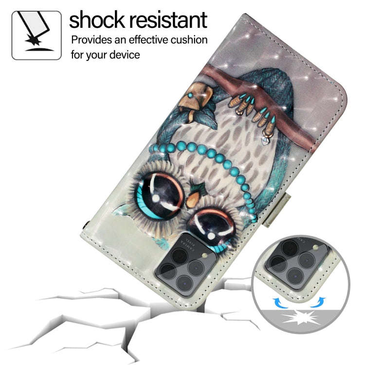 For T-Mobile REVVL 6 Pro / 6x Pro 3D Painting Horizontal Flip Leather Phone Case(Grey Owl)