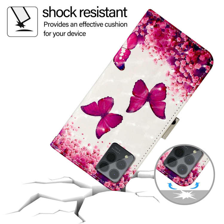 For T-Mobile REVVL 6 Pro / 6x Pro 3D Painting Horizontal Flip Leather Phone Case(Rose Butterfly)
