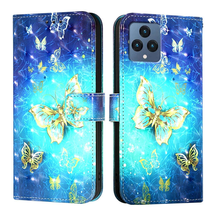 For T-Mobile REVVL 6 / 6x 3D Painting Horizontal Flip Leather Phone Case(Golden Butterfly)