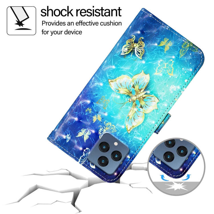For T-Mobile REVVL 6 / 6x 3D Painting Horizontal Flip Leather Phone Case(Golden Butterfly)