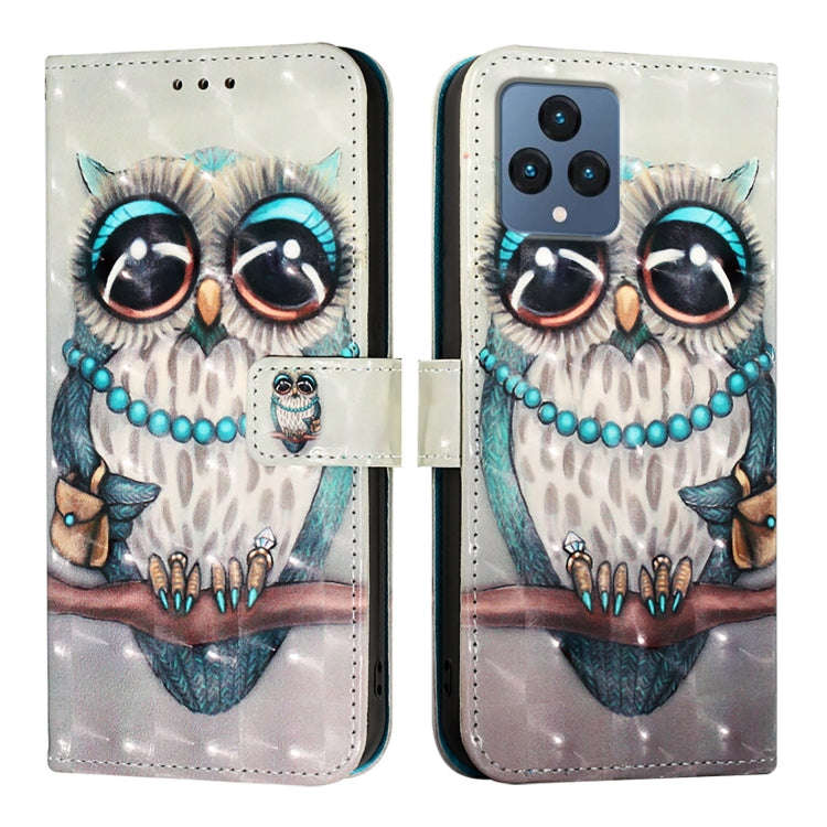 For T-Mobile REVVL 6 / 6x 3D Painting Horizontal Flip Leather Phone Case(Grey Owl)