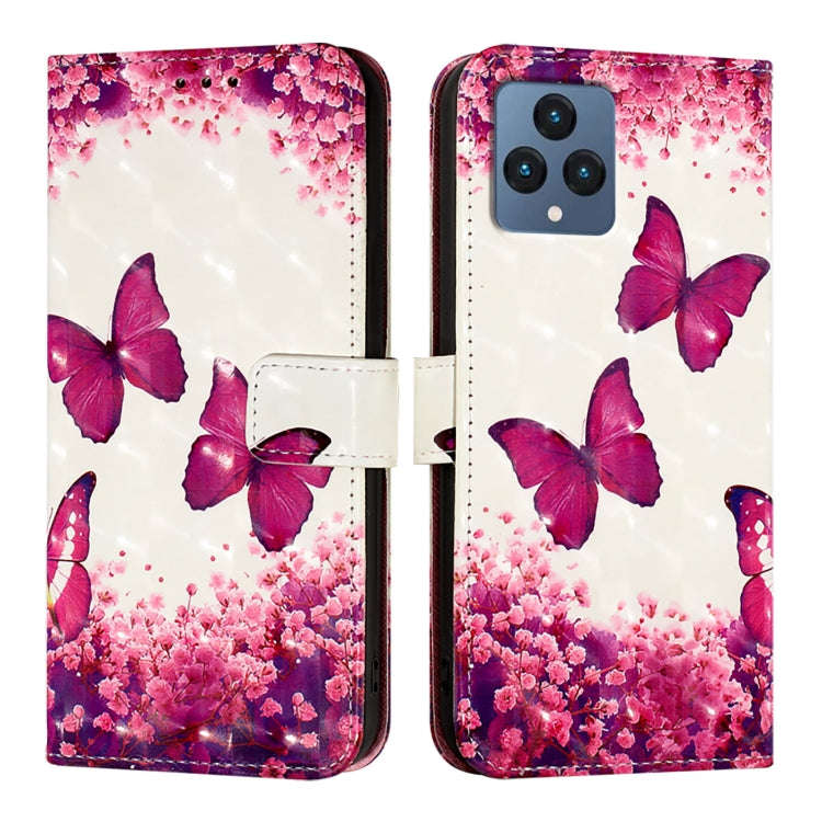 For T-Mobile REVVL 6 / 6x 3D Painting Horizontal Flip Leather Phone Case(Rose Butterfly)
