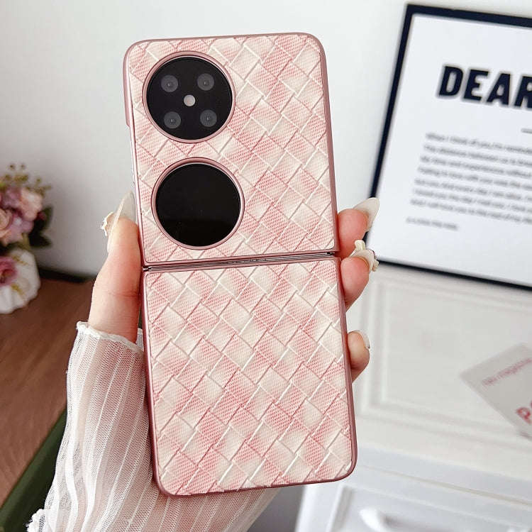 For Huawei P50 Pocket Colorful Woven Pattern Full Coverage Phone Case(Pink)