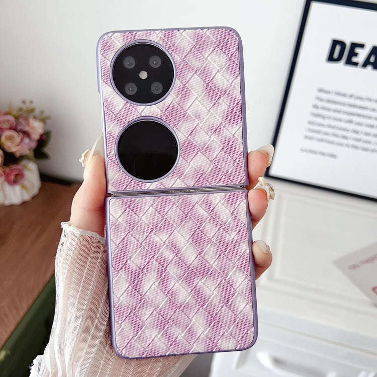 For Huawei P50 Pocket Colorful Woven Pattern Full Coverage Phone Case(Purple)
