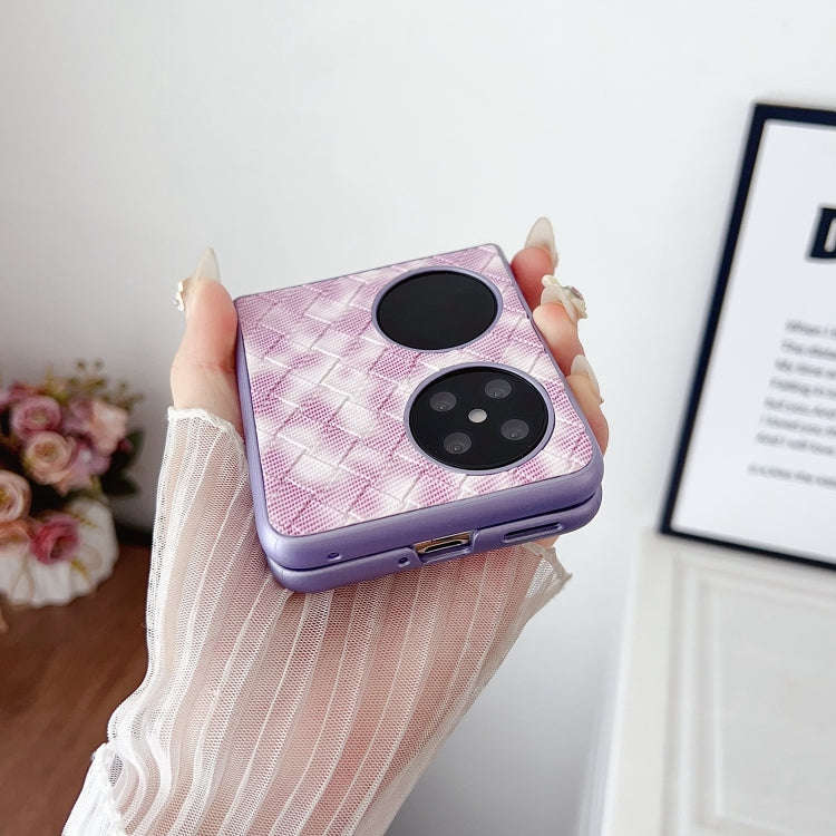 For Huawei P50 Pocket Colorful Woven Pattern Full Coverage Phone Case(Purple)
