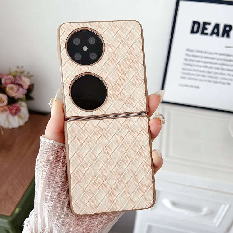 For Huawei P50 Pocket Colorful Woven Pattern Full Coverage Phone Case(Orange)