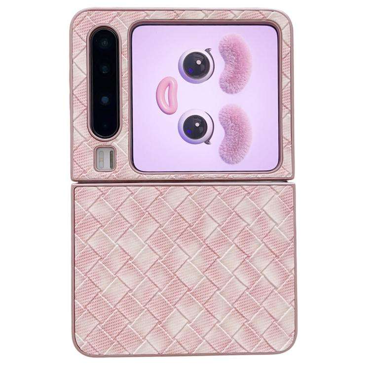For Huawei Pura X Colorful Woven Pattern Full Coverage Phone Case(Pink)