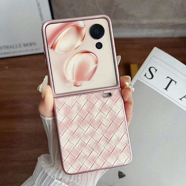For Honor Magic V Flip Colorful Woven Pattern Full Coverage Phone Case(Pink)
