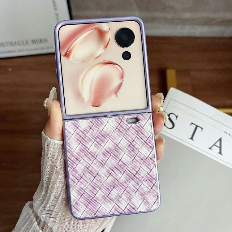 For Honor Magic V Flip Colorful Woven Pattern Full Coverage Phone Case(Purple)