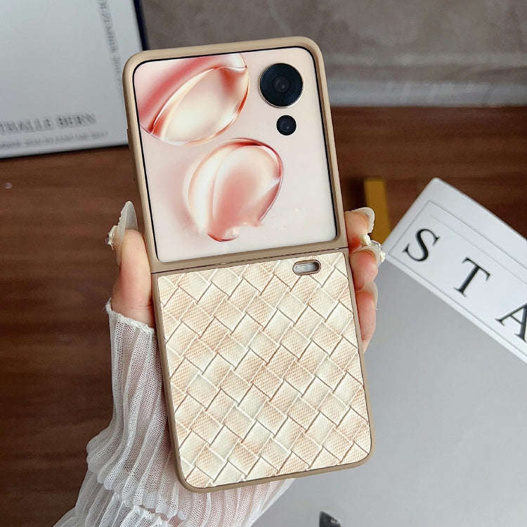 For Honor Magic V Flip Colorful Woven Pattern Full Coverage Phone Case(Orange)