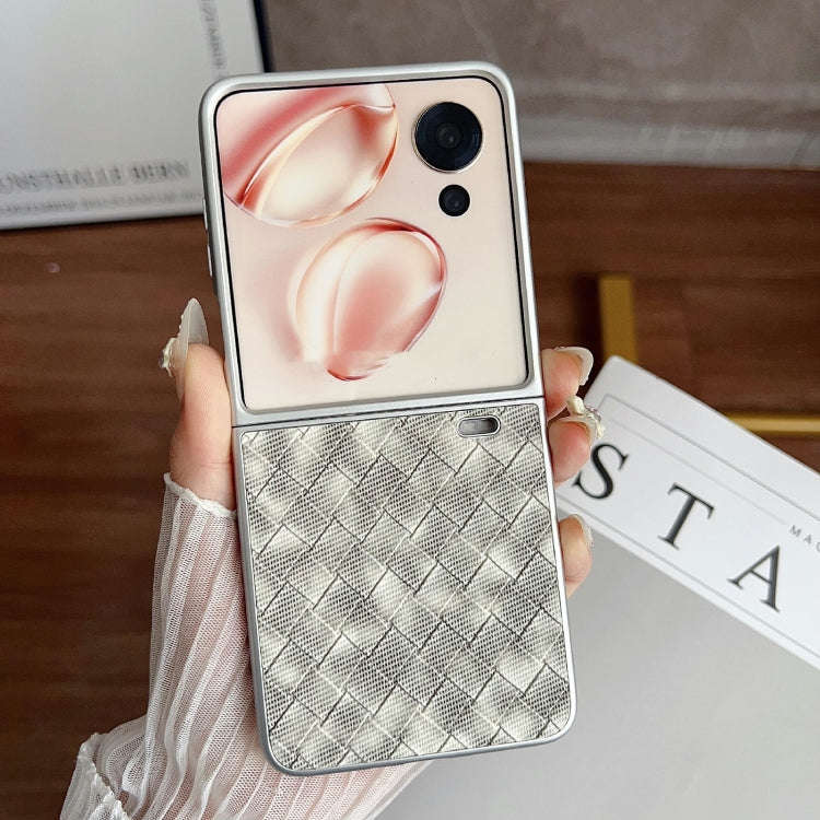 For Honor Magic V Flip Colorful Woven Pattern Full Coverage Phone Case(Black White)