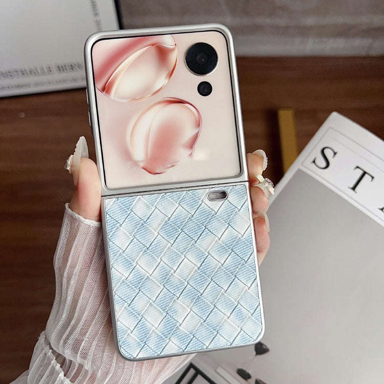 For Honor Magic V Flip Colorful Woven Pattern Full Coverage Phone Case(Blue)