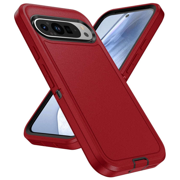 For Google Pixel 9 Pro Life Waterproof Rugged PC + Silicone Phone Case(Red + Black)