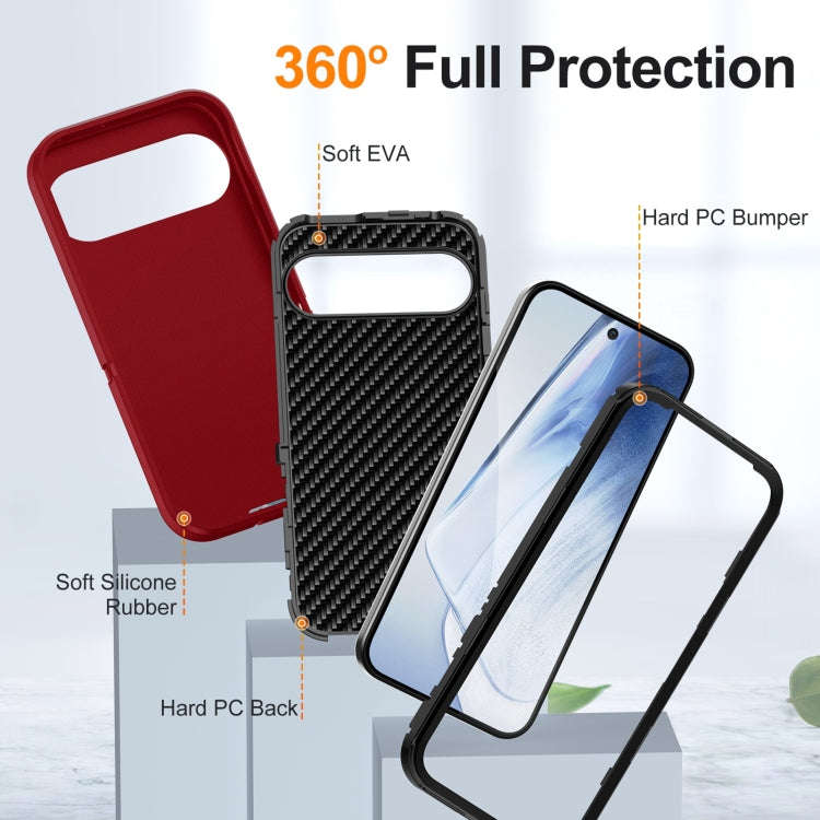For Google Pixel 9 Pro Life Waterproof Rugged PC + Silicone Phone Case(Red + Black)
