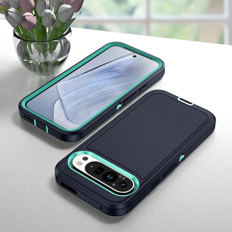 For Google Pixel 9 Life Waterproof Rugged PC + Silicone Phone Case(Dark Blue + Light Blue)