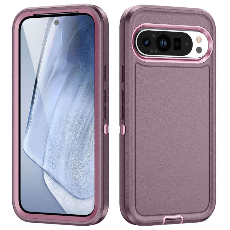 For Google Pixel 9 Life Waterproof Rugged PC + Silicone Phone Case(Purple + Pink)