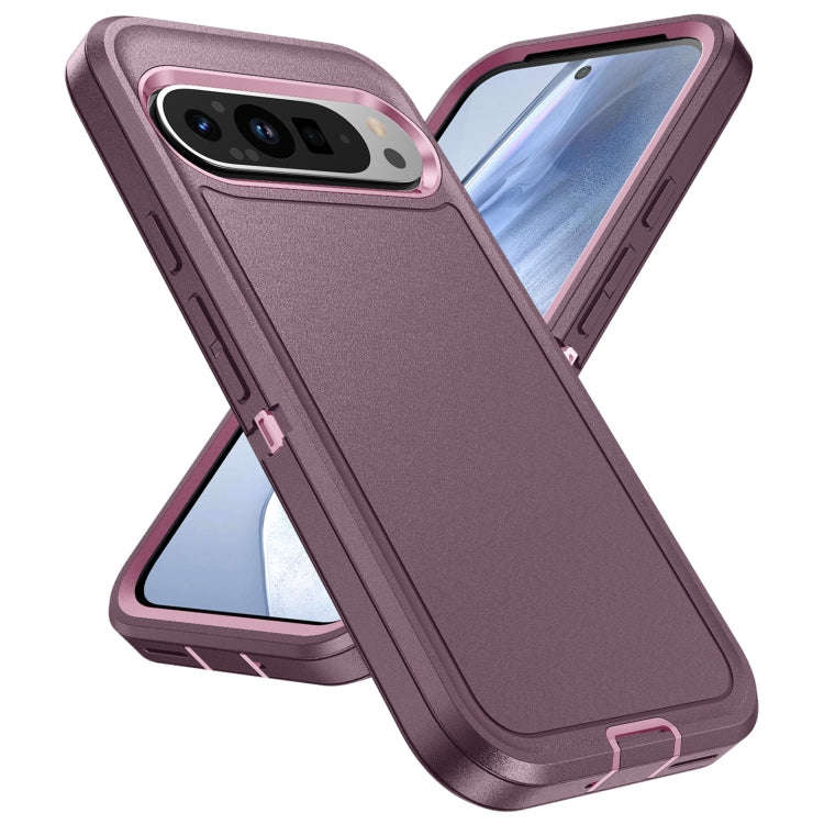 For Google Pixel 9 Life Waterproof Rugged PC + Silicone Phone Case(Purple + Pink)