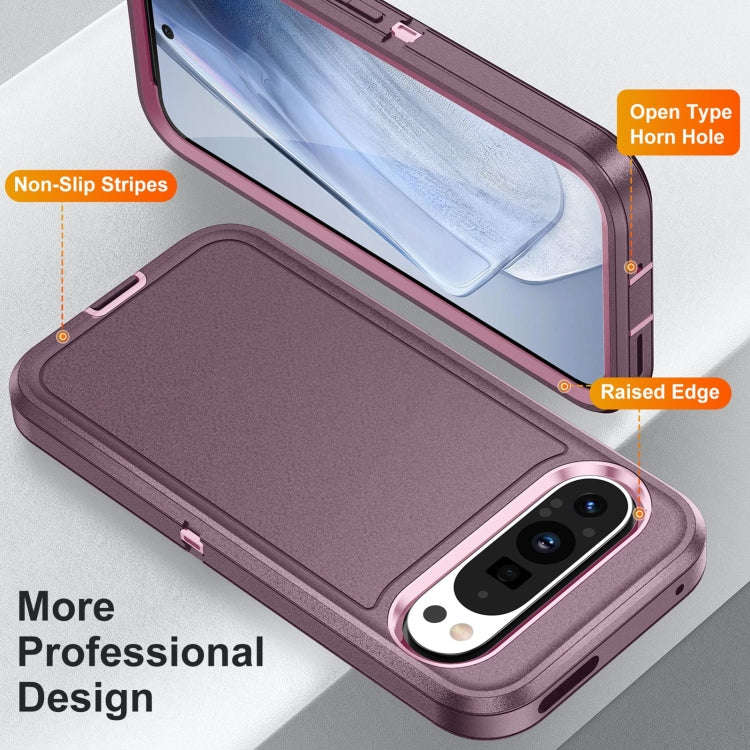For Google Pixel 9 Life Waterproof Rugged PC + Silicone Phone Case(Purple + Pink)
