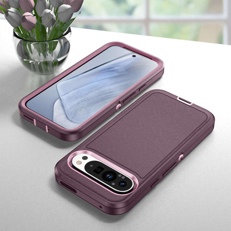 For Google Pixel 9 Life Waterproof Rugged PC + Silicone Phone Case(Purple + Pink)