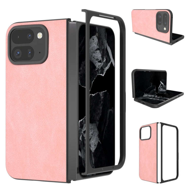 For Google Pixel 9 Pro Fold Black Frame PU Leather Full Coverage Phone Case(Pink)