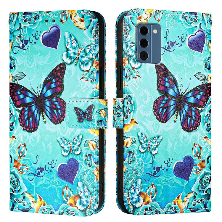 For Nokia C300   Colored Drawing Pattern Plain Weave Leather Phone Case(Love Butterfly)