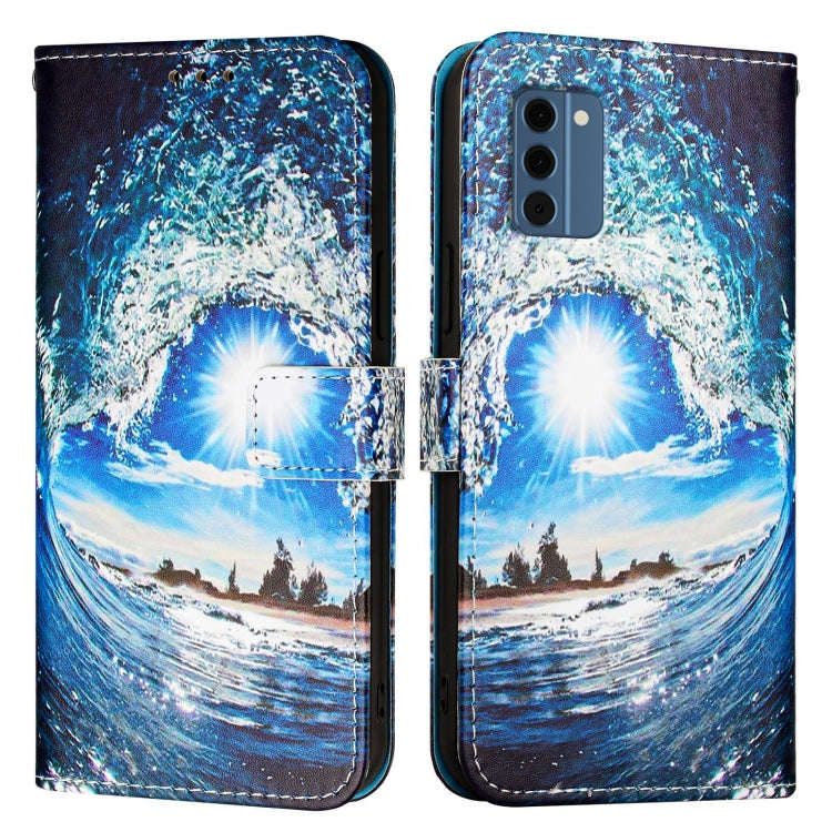 For Nokia C300   Colored Drawing Pattern Plain Weave Leather Phone Case(Waves And Sun)