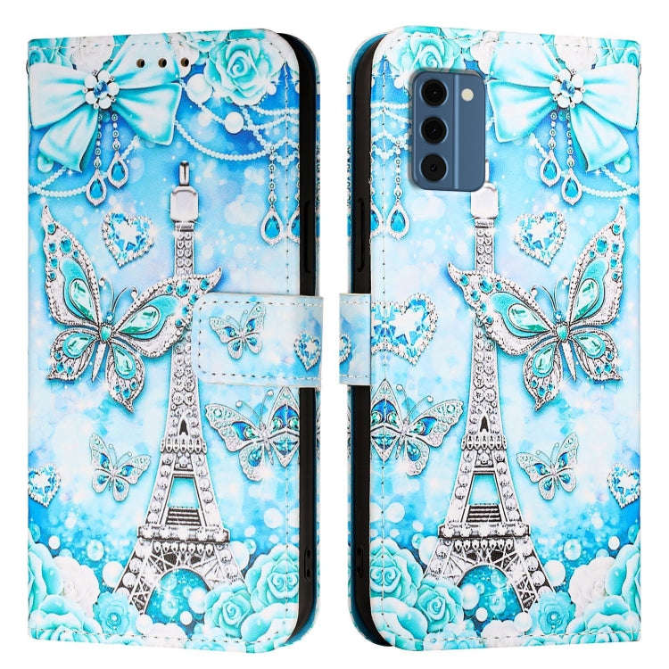 For Nokia C300   Colored Drawing Pattern Plain Weave Leather Phone Case(Tower Butterfly)