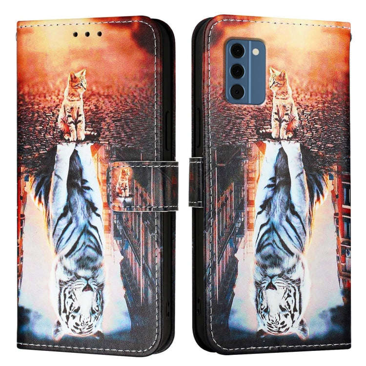 For Nokia C300   Colored Drawing Pattern Plain Weave Leather Phone Case(Cats And Tigers)