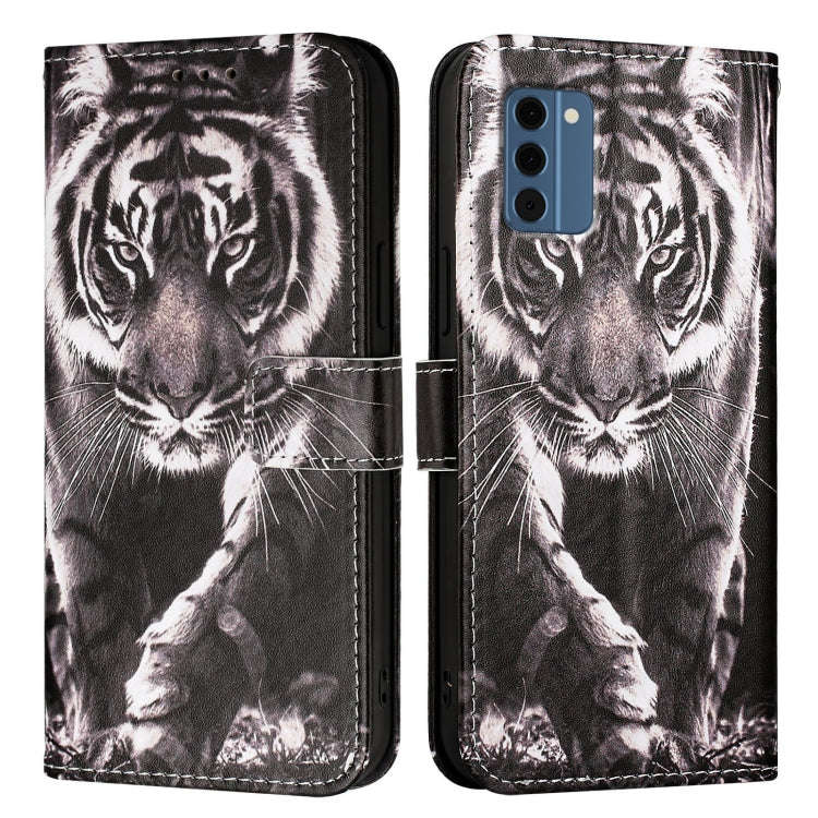 For Nokia C300   Colored Drawing Pattern Plain Weave Leather Phone Case(Black And White Tiger)