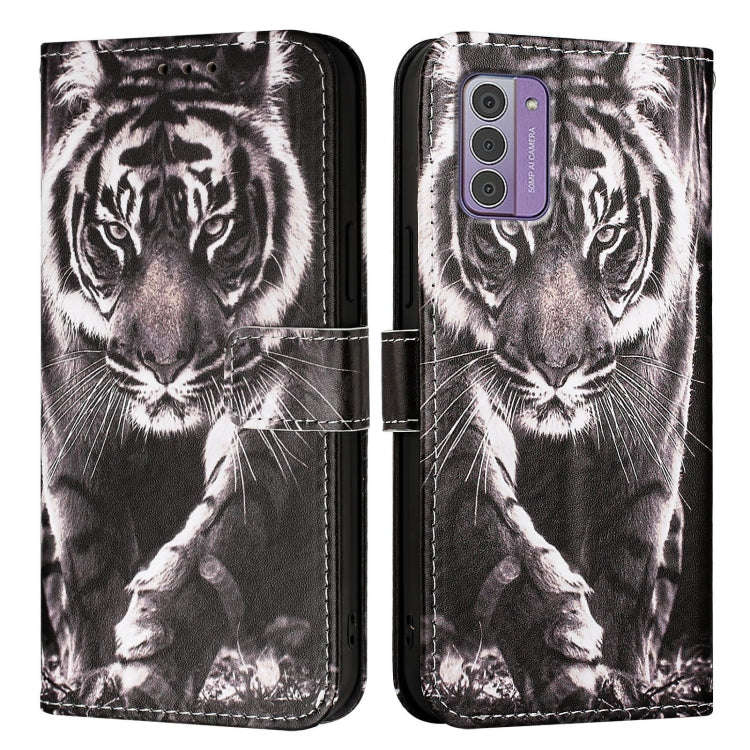 For Nokia G42 / G310 Colored Drawing Pattern Plain Weave Leather Phone Case(Black And White Tiger)