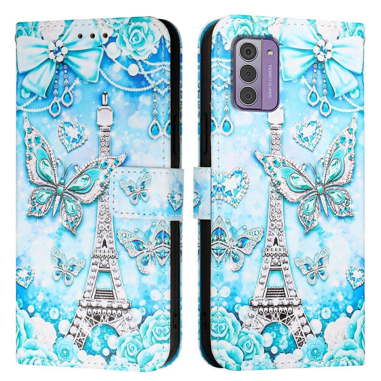 For Nokia G42 / G310 Colored Drawing Pattern Plain Weave Leather Phone Case(Tower Butterfly)