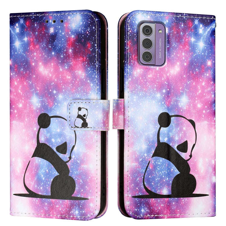For Nokia G42 / G310 Colored Drawing Pattern Plain Weave Leather Phone Case(Baby Panda)