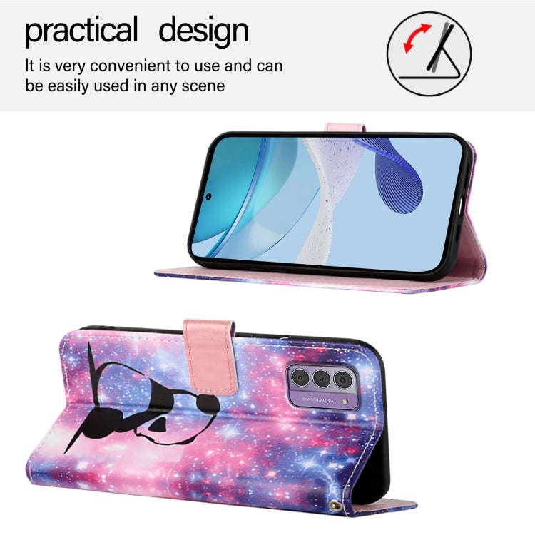 For Nokia G42 / G310 Colored Drawing Pattern Plain Weave Leather Phone Case(Baby Panda)