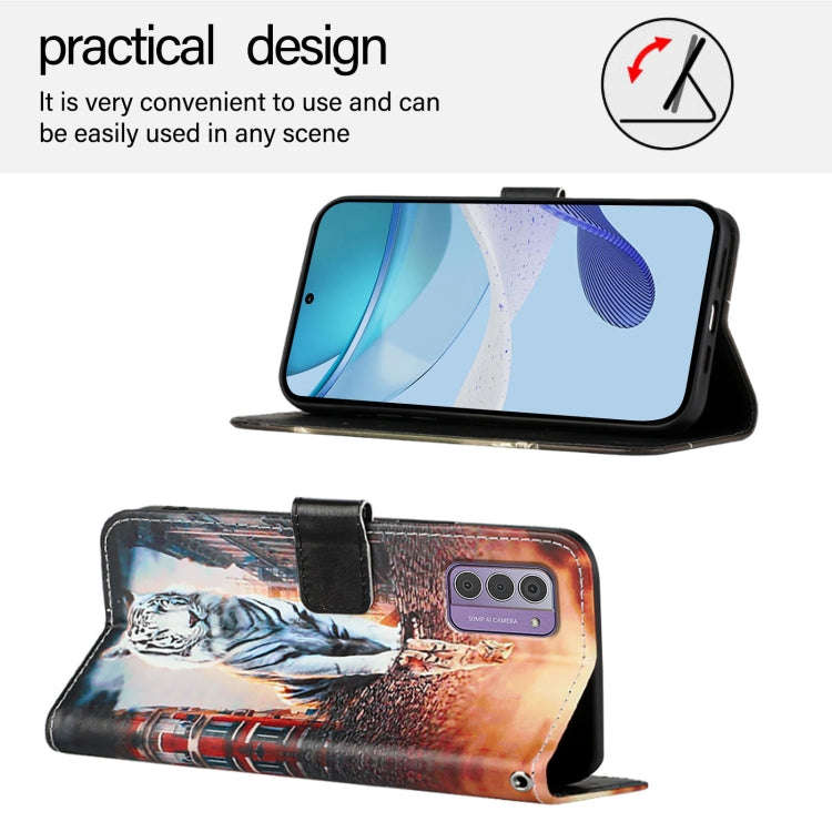 For Nokia G42 / G310 Colored Drawing Pattern Plain Weave Leather Phone Case(Cats And Tigers)