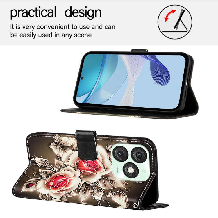 For itel A50   Colored Drawing Pattern Plain Weave Leather Phone Case(Roses On Black)