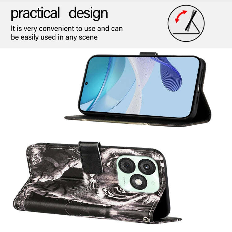 For itel A50   Colored Drawing Pattern Plain Weave Leather Phone Case(Black And White Tiger)