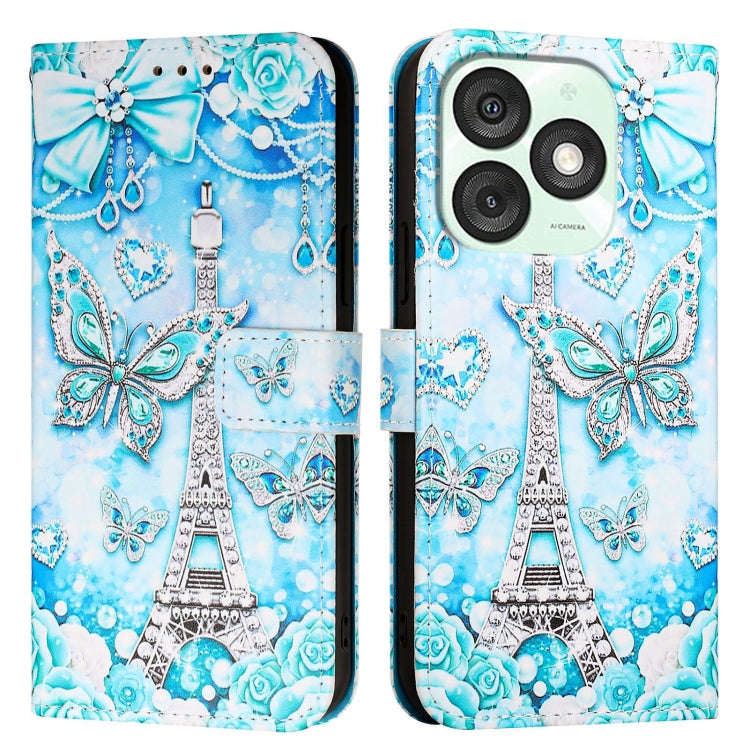 For itel A50   Colored Drawing Pattern Plain Weave Leather Phone Case(Tower Butterfly)