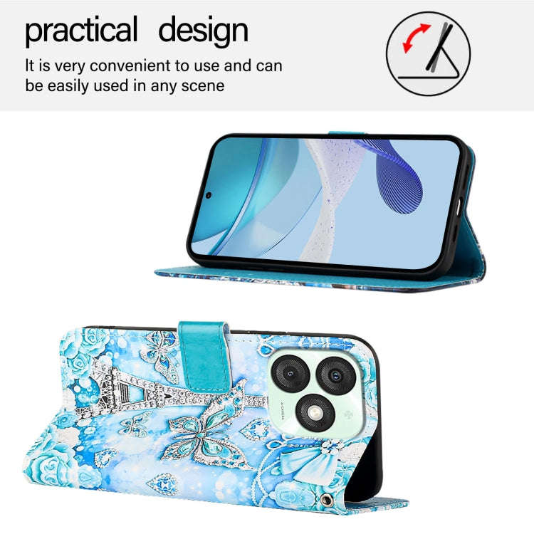 For itel A50   Colored Drawing Pattern Plain Weave Leather Phone Case(Tower Butterfly)