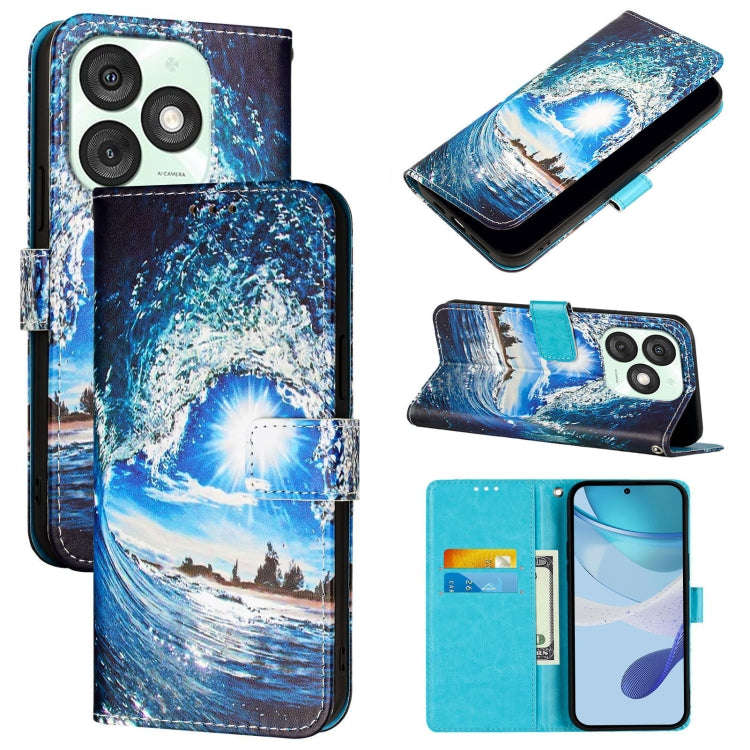 For itel A50   Colored Drawing Pattern Plain Weave Leather Phone Case(Waves And Sun)
