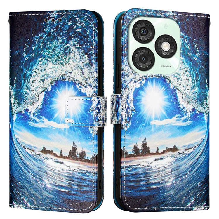 For itel A50   Colored Drawing Pattern Plain Weave Leather Phone Case(Waves And Sun)