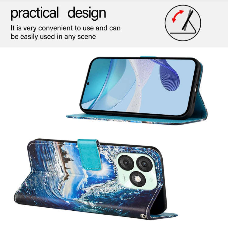 For itel A50   Colored Drawing Pattern Plain Weave Leather Phone Case(Waves And Sun)